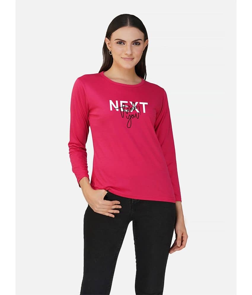 CHOZI Women Cotton Printed Regular Fit Round Neck T-Shirt ( Pink )