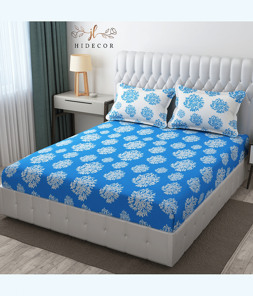 HIDECOR Microfiber 1 Double King Bedsheet with 2 Pillow Covers ( Light Blue )