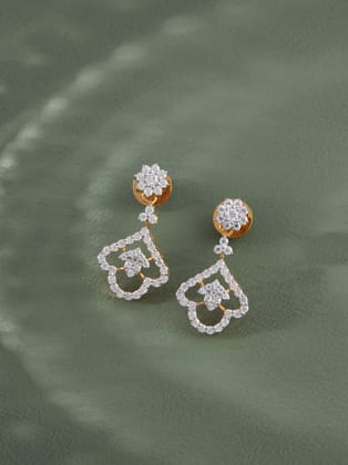 Avnita Silver Moissanite Dangle Earrings | 22KT Gold Vermeil-Yellow Gold