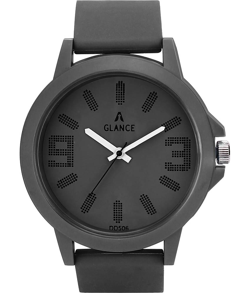 Aglance 38003PP Black grey PU Analog Men's Watch
