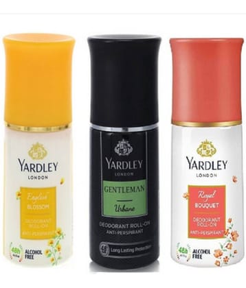 Yardley London ENGLISH BLOSOOM ,URBAN &ROYAL BOUQUTE Deodorant Roll-ons for Men,Women 150 ml ( Pack of 3 )