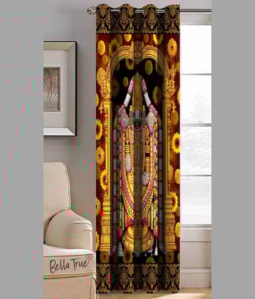 BELLA TRUE Abstract Printed Semi-Transparent Eyelet Curtain 5 ft ( Pack of 1 ) - Multicolor