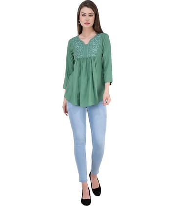SAAKAA Women's Rayon A-Line Top ( Green )