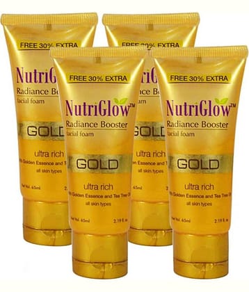 NutriGlow Gold Radiance Booster For Hydrated Skin, Reduce Dark Spot & Blemishes, Each 65ml (Pack of 4)