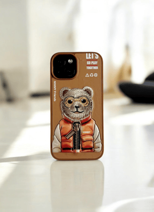Nimmy Brown Bear Embroidery Case for iPhone 14