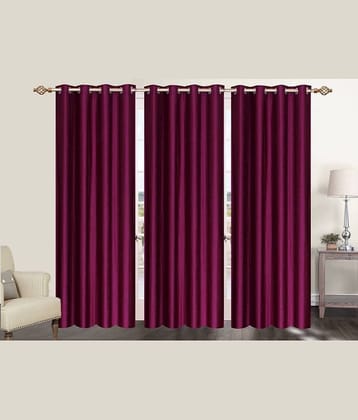 N2C Home Solid Semi-Transparent Eyelet Curtain 7 ft ( Pack of 3 ) - Purple