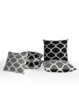 Black Set of 5 Microfiber Cushion Covers 16x16 Inchs (40x40,CM)-40 X 40 / Black / CUN_LX1152