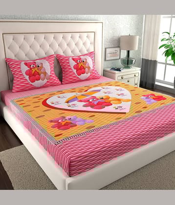 ABHACLOTHO Cotton 1 Double Bedsheet with 2 Pillow Covers ( Pink )
