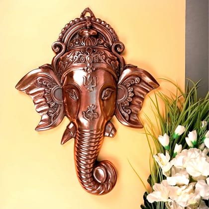 Ganesh Wall Hanging Idol | Lord Ganesha Face Wall Statue - For Puja, Home, Wall, Entrance, Living Room Decor & Gift - 22 Inch