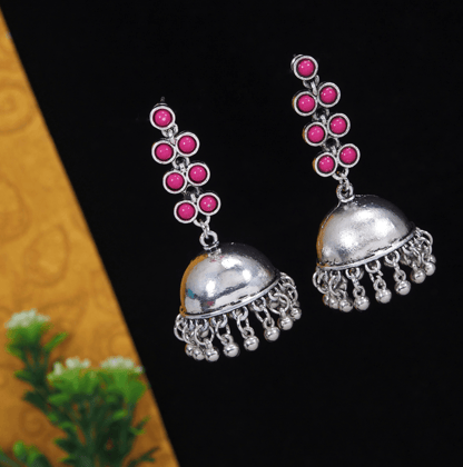 Silver Plated Multi Coloured Long Jhumki Earring- AER 3557