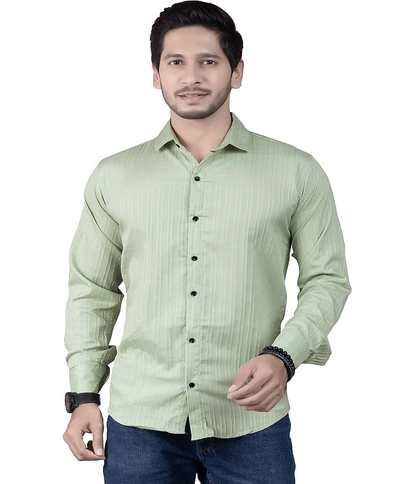 JEEVAAN - THE PERFECT FASHION Cotton Blend Slim Fit Popcorn Textured Full Sleeves Men's Casual Shirt - Green ( Pack of 1 )