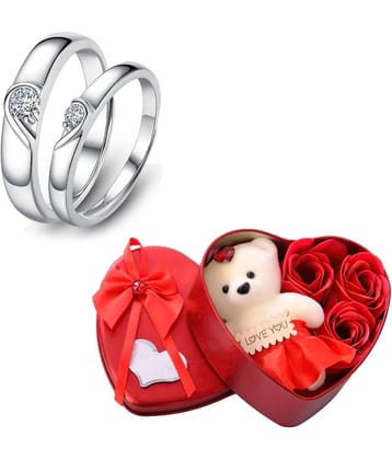 FASHION FRILL - Silver Couple Ring ( Pack of 3 )