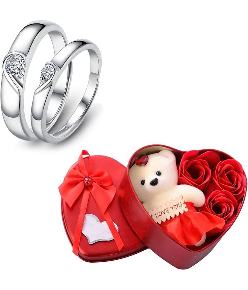 FASHION FRILL - Silver Couple Ring ( Pack of 3 )