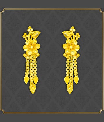 LUV FASHION Golden Drop Earrings ( Pack of 1 )