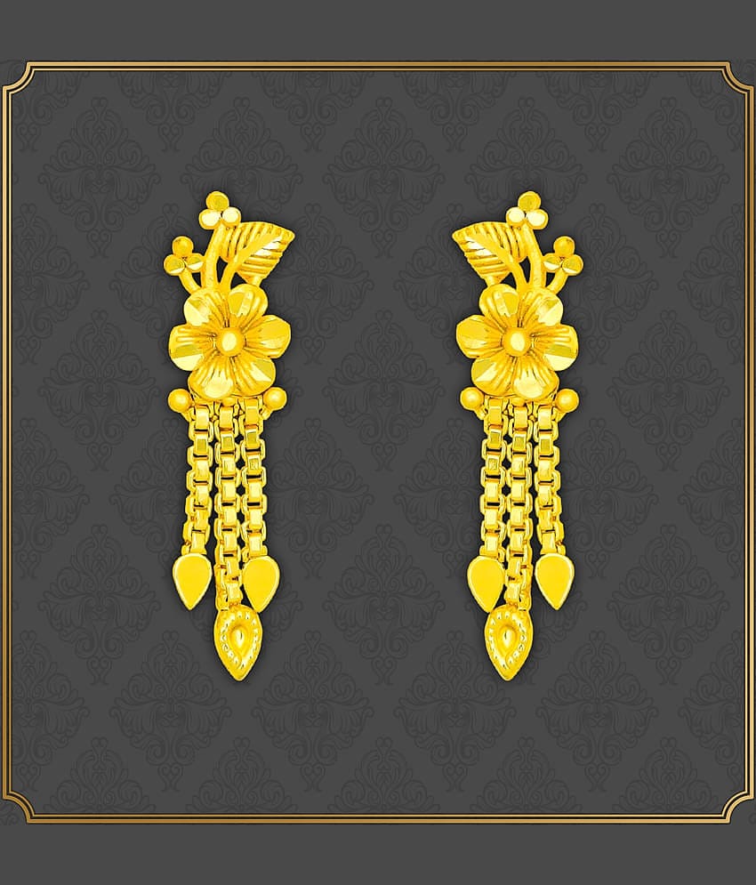 LUV FASHION Golden Drop Earrings ( Pack of 1 )