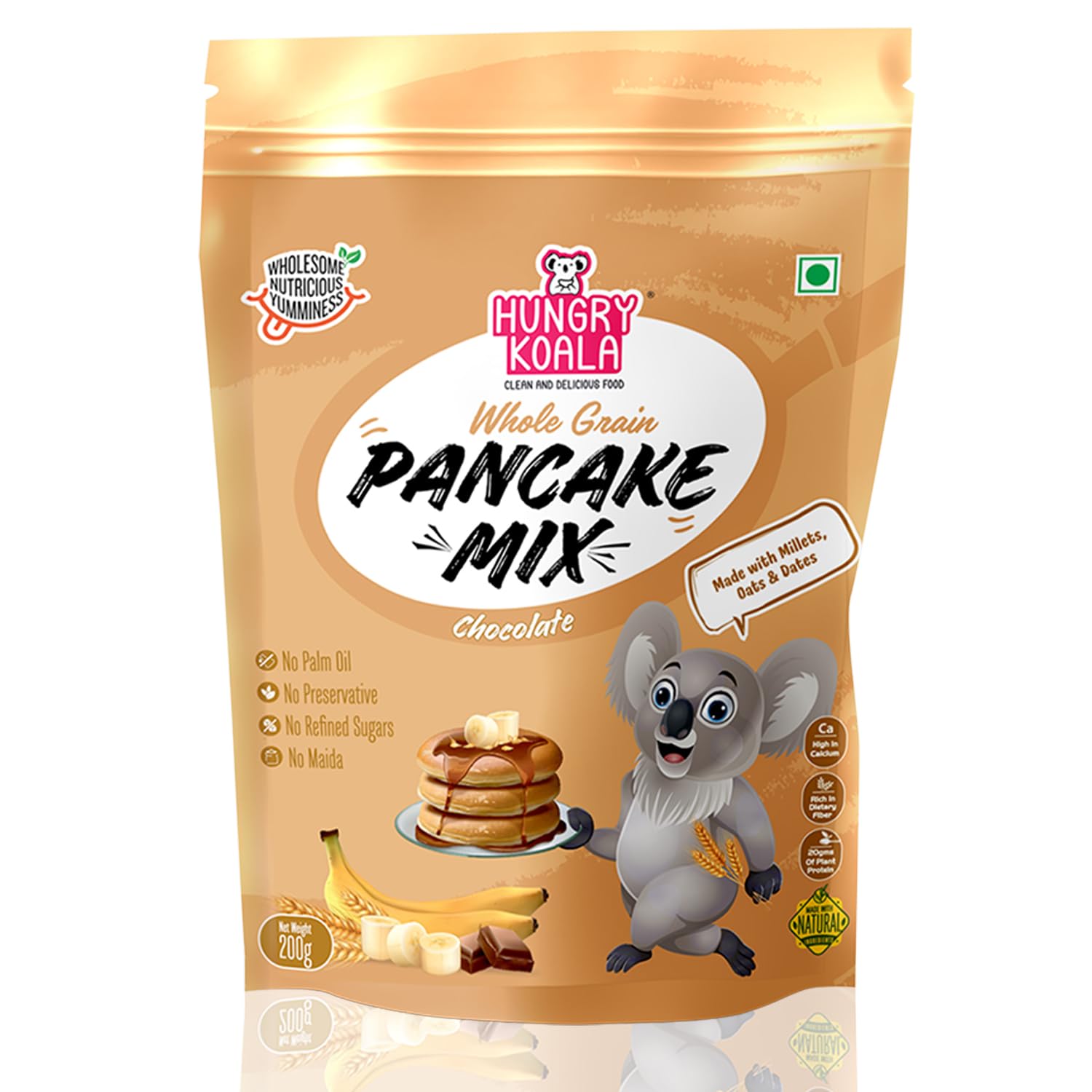 HUNGRY KOALA Pancake Nutritious & Healthy Instant Ready To Eat Mix With No Refined sugar No Maida No preservatives For Kids Pack Of 200 Gram
