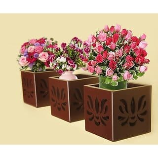 Onlinecrafts Wooden Wall Shelf Wooden Wall Shelf (Number Of Shelves - 3, Brown)