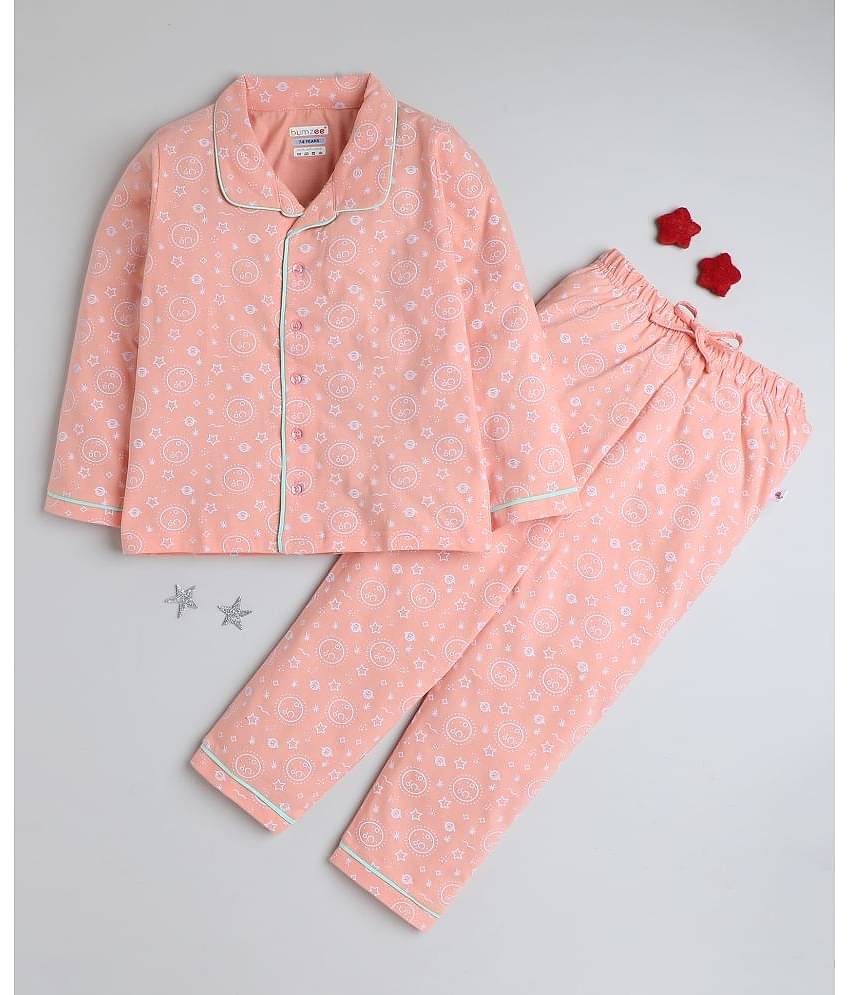 BUMZEE Pack of 1 Girls Cotton Nightsuit Set ( Yellow )