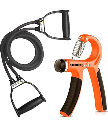 AJRO DEAL Double Toning Resistance Gym Rubber & Hand Gripper Exercise Equipment for Stretching, Workout, Home Gym and Toning