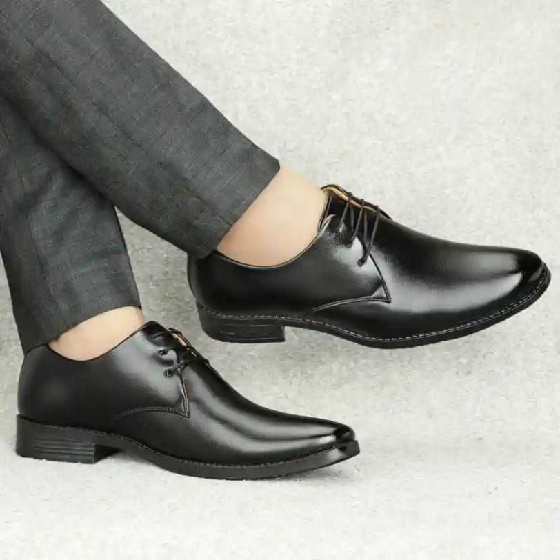 Latest Trendy Men Formal Shoes Black Derby Shoes Office Shoes For Men's and Boys (Size-7) Black