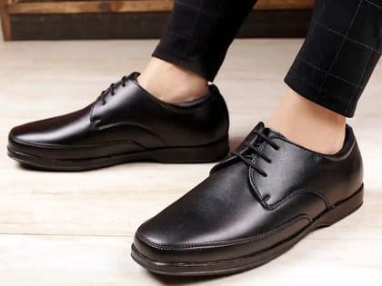 Latest Trendy Men Formal Shoes Black Derby Shoes Office Shoes For Men's and Boys (Size-8) Black