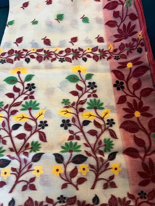 Cotton Jamdani Saree in Off White