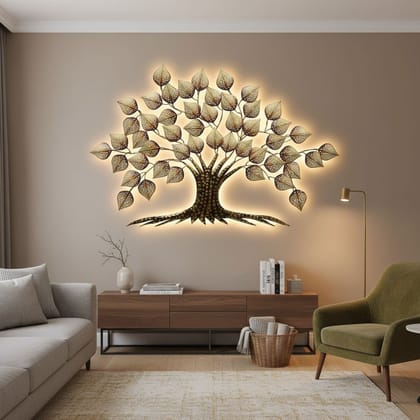 Metallic Tree of Life Wall Art With Shining Light
