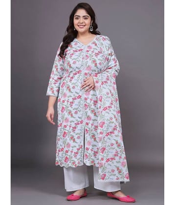 Tissu Cotton Printed Kurti With Palazzo Women's Stitched Salwar Suit - Multicolor ( Pack of 1 )