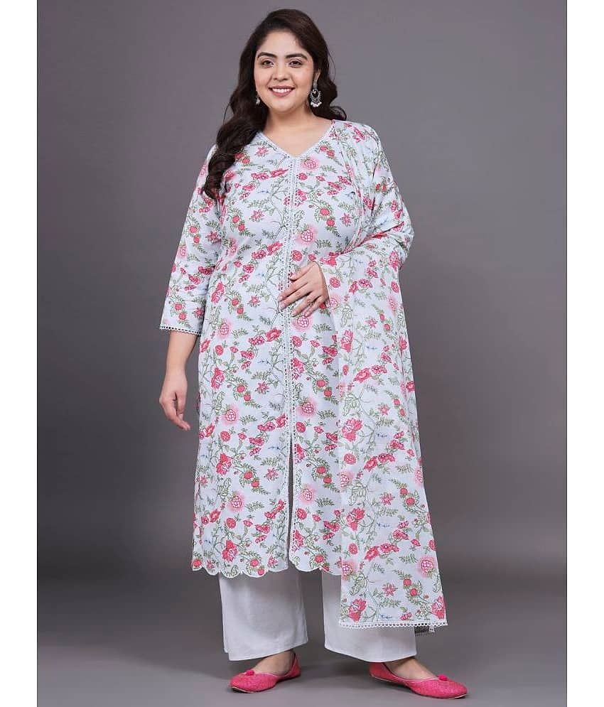 Tissu Cotton Printed Kurti With Palazzo Women's Stitched Salwar Suit - Multicolor ( Pack of 1 )