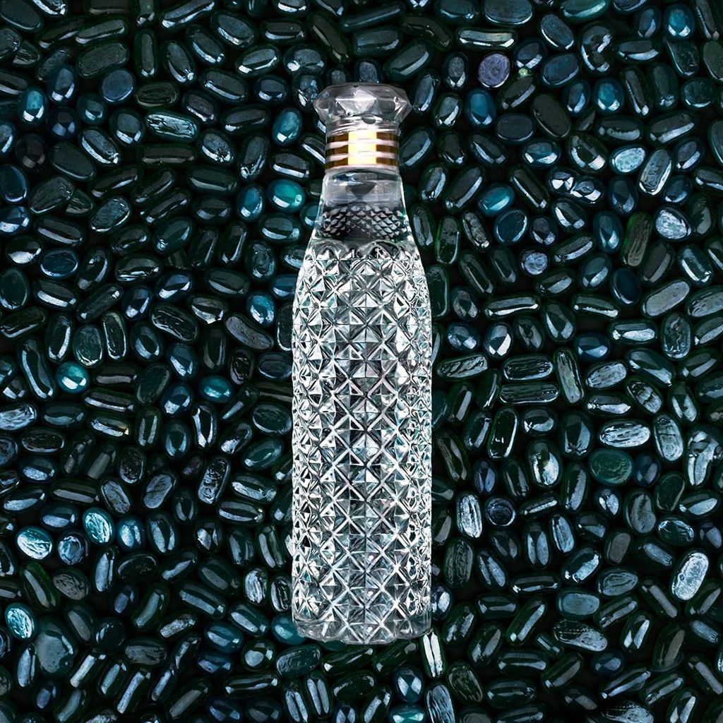 Water Bottle Crystal Design- Pack of 5 1000 ml Bottle (Pack of 5, Plastic)