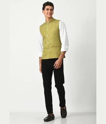 IndiWeaves Sea Green Cotton Blend Men's Nehru Jacket ( Pack of 1 )