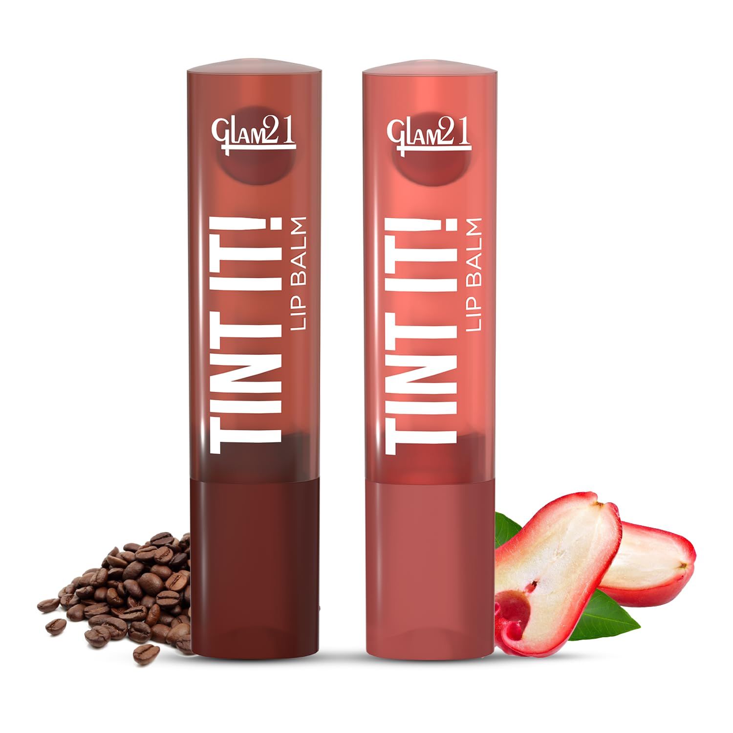 Glam21 Tint it! Lip Balm | Everyday Hydration & Moisturized Lips with Vitamin-E, Shea Butter, Avocado Oil, SPF15 |Lip Care For Dry & Chapped Lip- Coffee Beans & Rose Apple | 3.5gm Each | Combo Pack Of 2 Glam21 Tint it! Lip Balm | Everyday Hydration & Moi