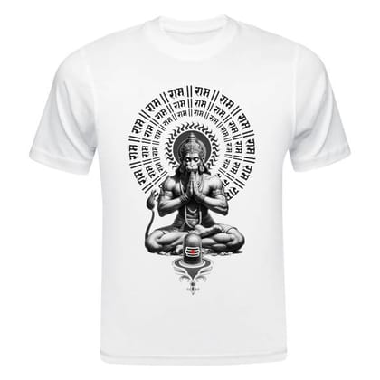 TERA MERA GIFT, Shri Hanuman Jayanti Graphic T-Shirt, White Polyster, Religious Festival Design AA2 TERA MERA GIFT, Shri Hanuman Jayanti Graphic T-Shirt, White Polyster, Religious Festival Design AA2