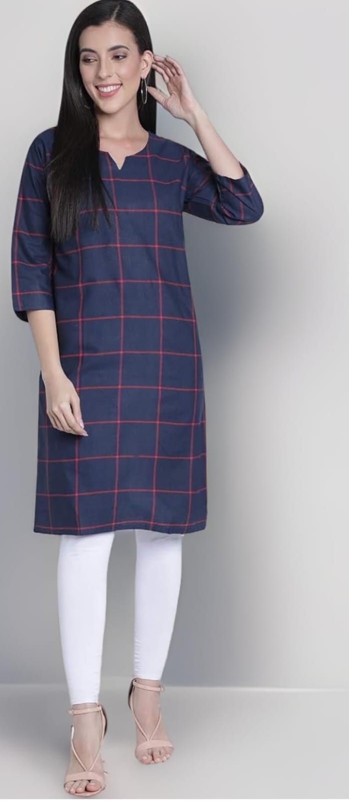 Cotton Checks Straight Kurti