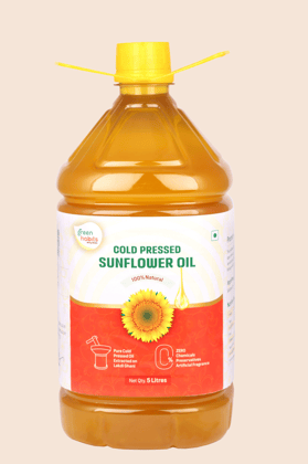 Green Habits Cold Pressed Sunflower Oil (5 Litre) | 100% Natural & Nutrient-Rich | Heart-Healthy Cooking Oil