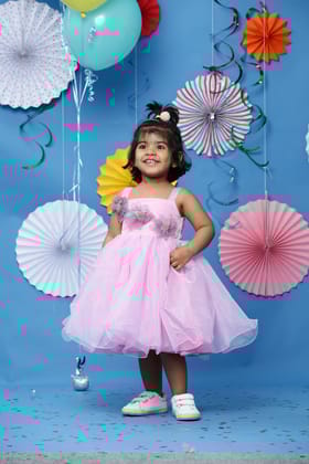 Purple Organza Flower Dress-6-12 months