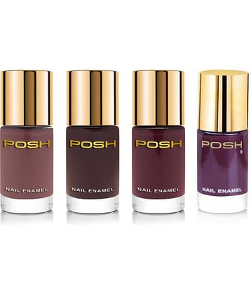 Posh - Coffee Glossy Nail Polish ( Pack of 4 )