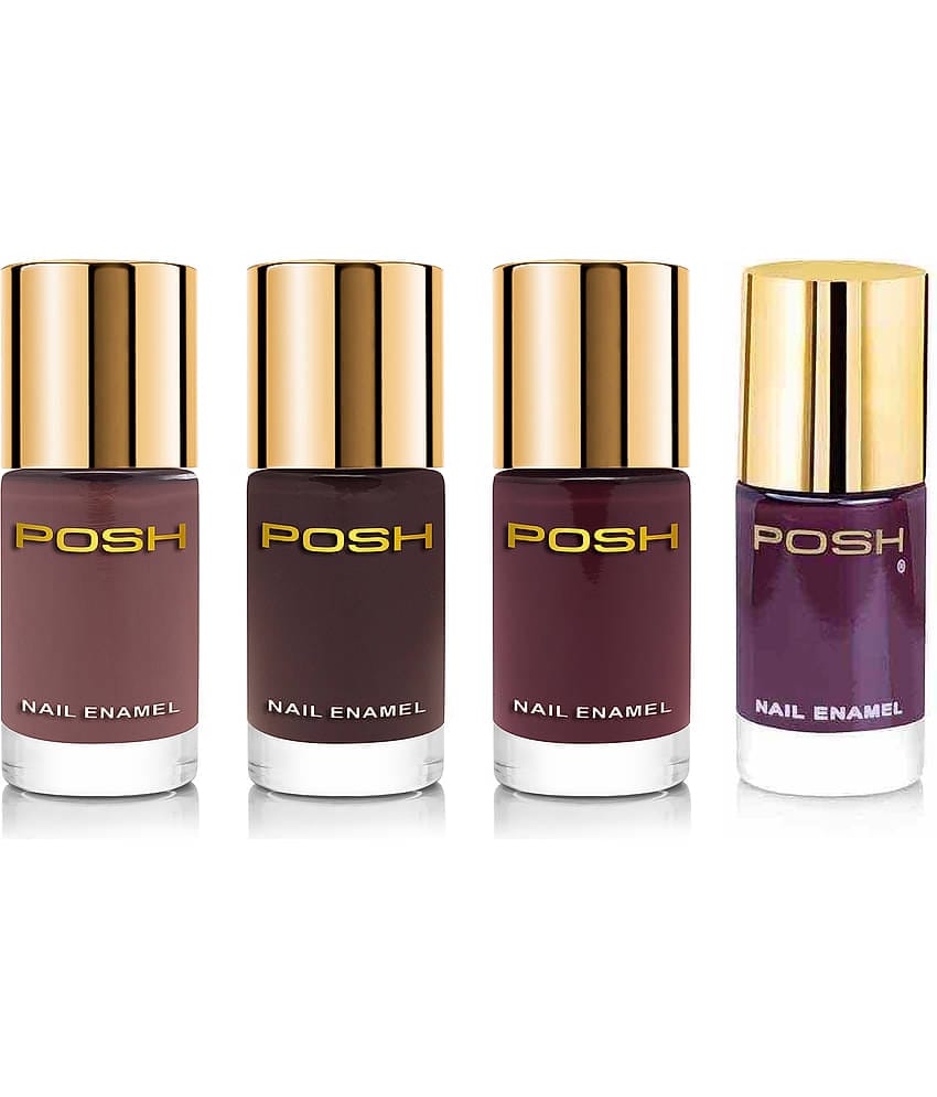 Posh - Coffee Glossy Nail Polish ( Pack of 4 )