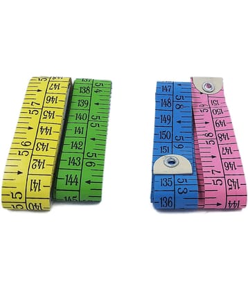 Tailor Inch Inchi Tape Measure for Body Measurement Sewing Dressmaking - 150 cm (60 Inches) Ruler Durable Soft Flexible Fiberglass (Random - Multicolor) (Pack of 4)