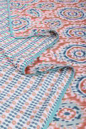 Sohi Peach Reversible Cotton Muslin Dohar-Single - 58 x 85 in / Peach / Pink