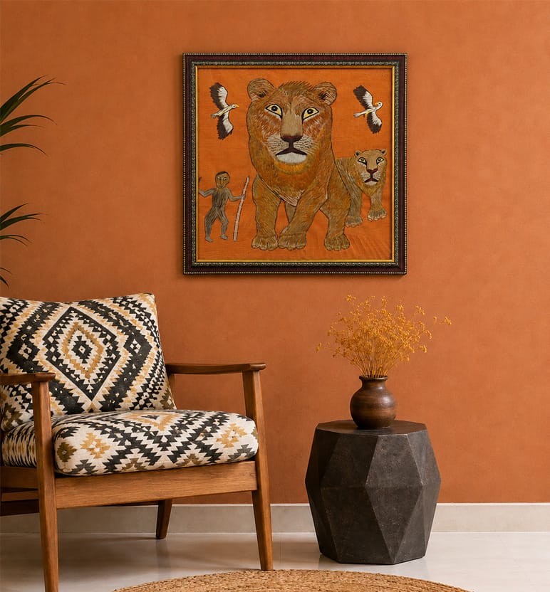 Handcrafted Jute Iranian Pattern Taka Work Frame