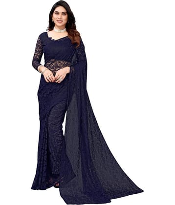 Vkaran Net Dyed Saree With Unstitched Blouse Piece ( Purple )