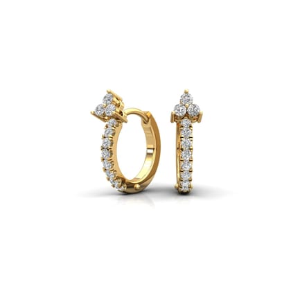 Tri zirconia hoop-14k plated