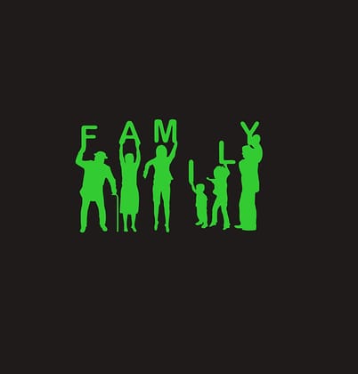 DreamKraft PVC Vinyl Glow in The Dark Family Radium Sticker (Green, 20 cm X 25 cm)
