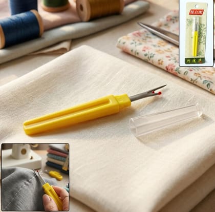 DHRUVINSRI, Precision Seam Ripper Tool with Safety Cap, Stitch Unpicker Cutter for Tailoring, Embroidery, Quilting and Craft
