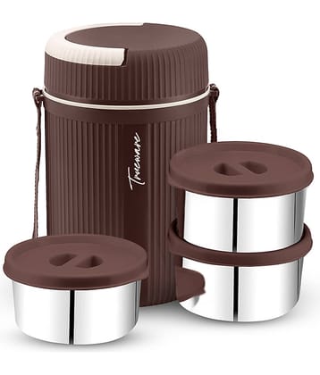 Trueware Grub 3 Plastic & Stainless Steel Insulated Lunch Box 3 - Container ( Pack of 1 )