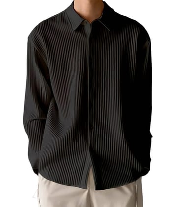 color bucket Corduroy Regular Fit Striped Full Sleeves Men's Casual Shirt - Black ( Pack of 1 )