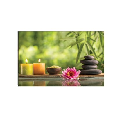 6MM MDF Candle, Stone and Flower Peace Theme Satin Matt Texture UV Art Painting