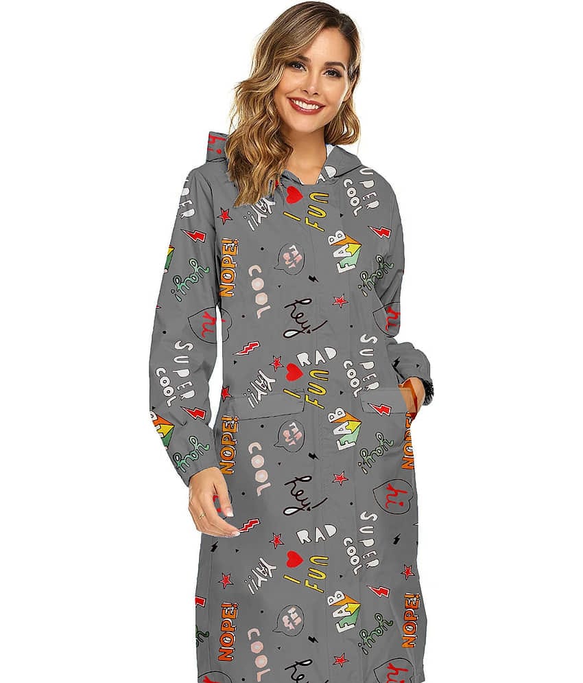 CAMISON Polyester Long Raincoat - Grey