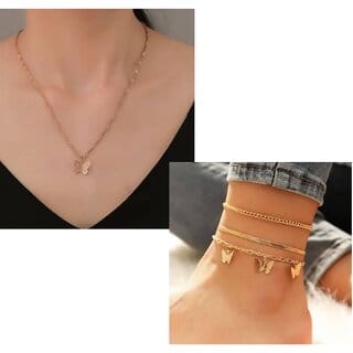 (Combo 2) of Chain Anklet For Women And Girls (Gold)